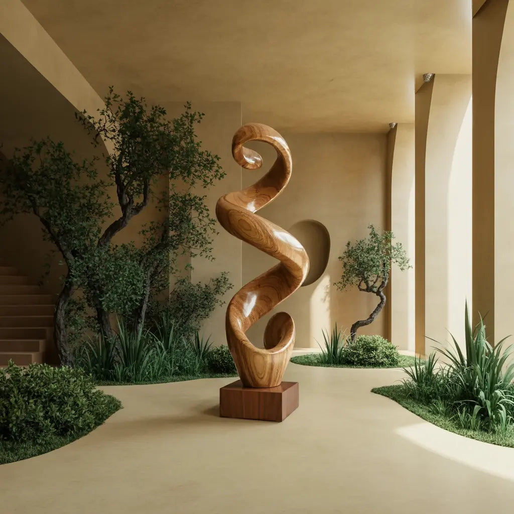 Rustic Large Twisted Spiral Floor Art For Office Decor Kitchnce