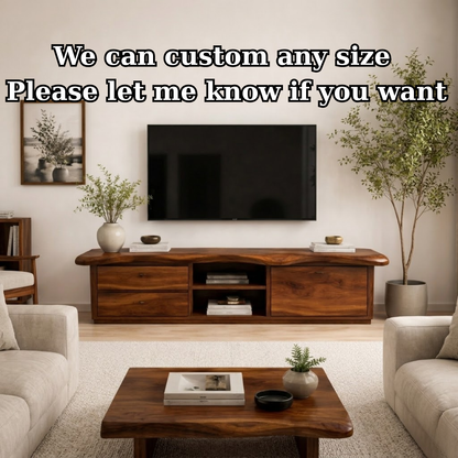 Solid Wood TV Stand with Storage Drawers – Modern Minimalist Console Cabinet