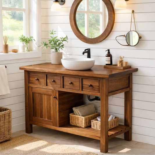 Solid Walnut Bathroom Vanity with Storage for Bathroom Organization Kitchnce