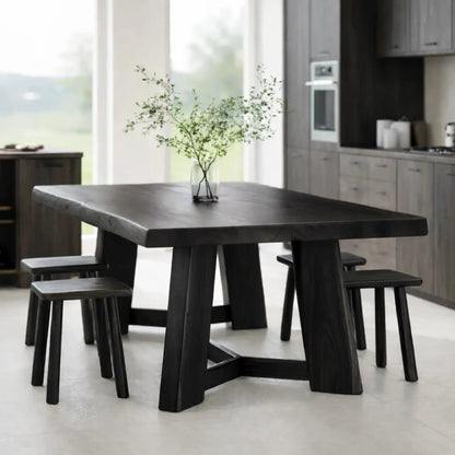 Organic Solid Wood Dining Table with Sculptural Base Modern Kitchen Table Kitchnce