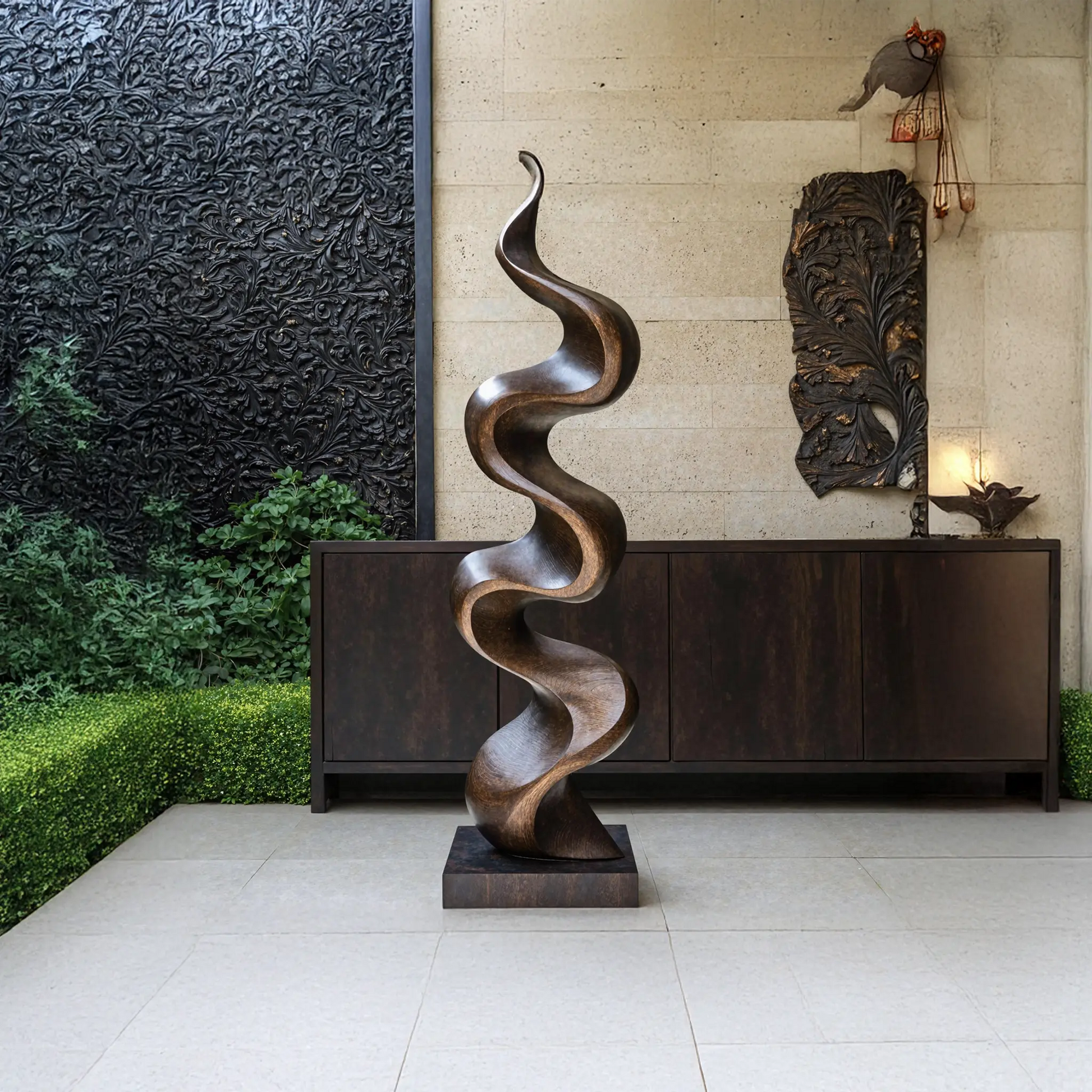 Rustic Large Wooden Sculpture For Garden Kitchnce