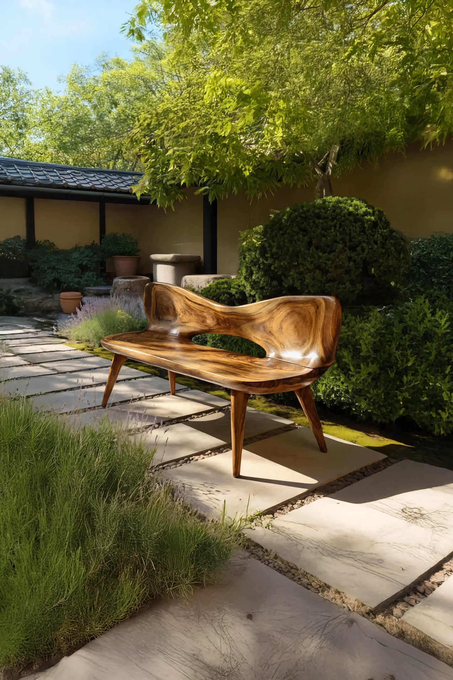Mid Century Artistic Wooden Bench For Patio Setup Kitchnce