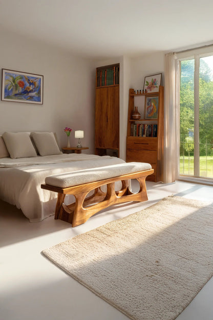 Handcrafted Curved Wood Bench For Furniture Styling Kitchnce