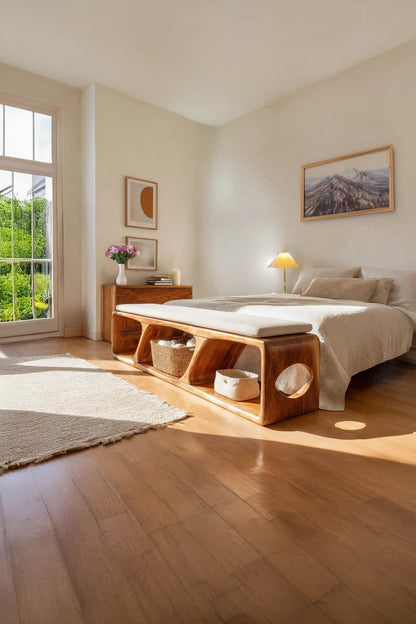 Mid Century Wood Bench For Warm Interior Spaces Kitchnce