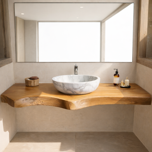 Live Edge Floating Bathroom Vanity Top, Solid Wood Wall Mounted Vanity Counter Kitchnce