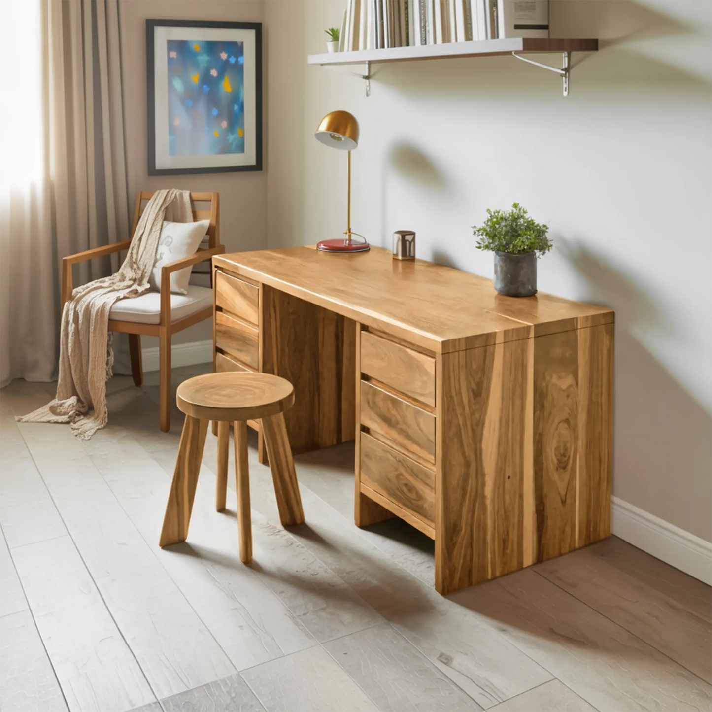 Modern Desk With Drawers Minimalist Office Table For Home Study And Workspace Kitchnce