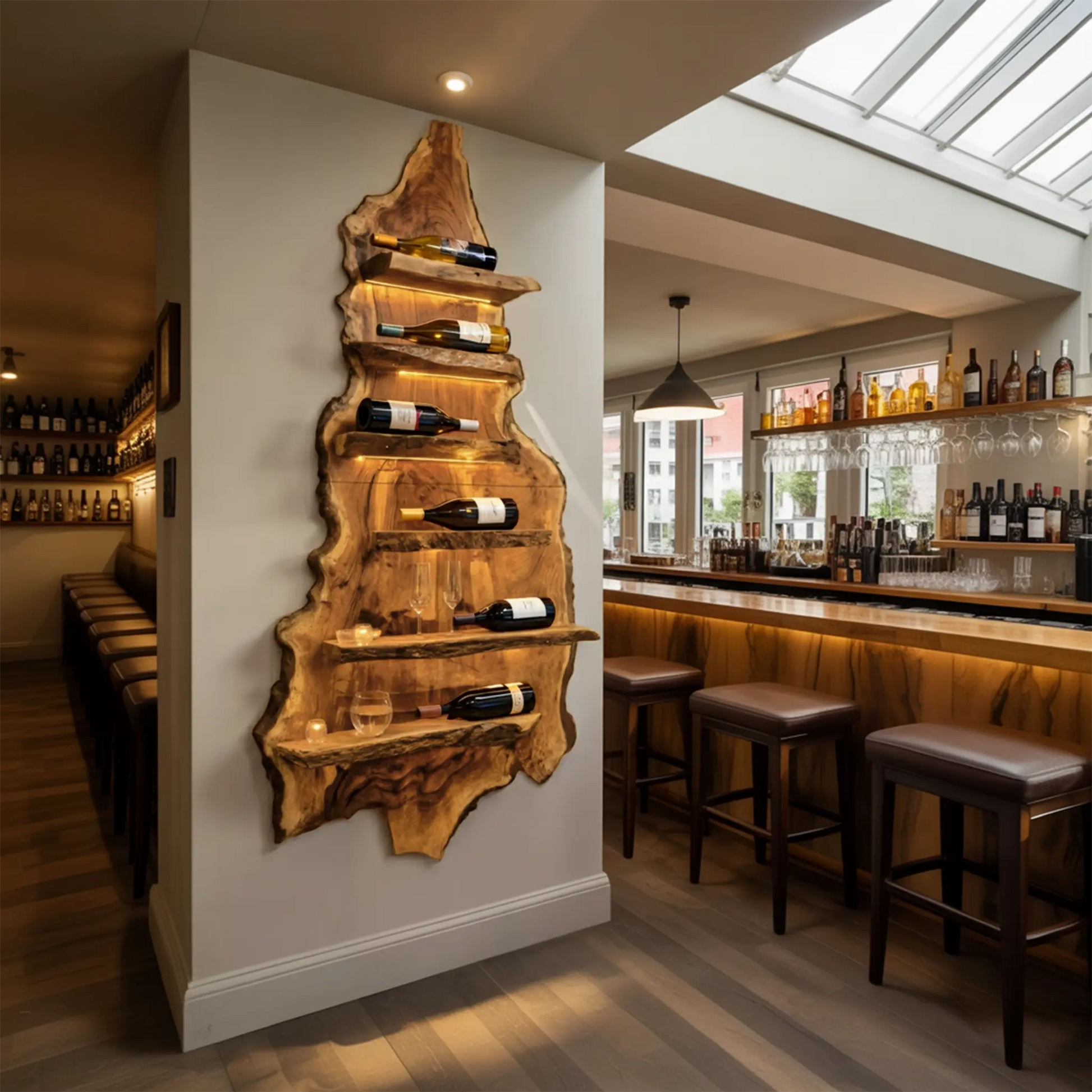 Modern Wooden Wine Rack For Bar Decor And Display Storage Kitchnce