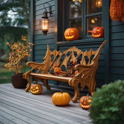 Mid Century Solid Wood Halloween Bench For Festive Outdoor Decor Kitchnce