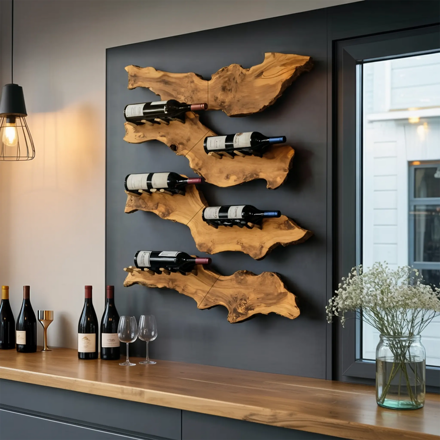 Farmhouse Wooden Wine Holder For Entryway Wine Storage Decor Kitchnce