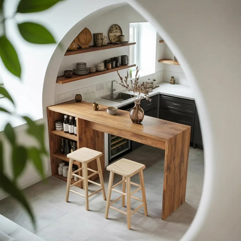 Warm Bar Table With Storage For Compact Kitchen Kitchnce