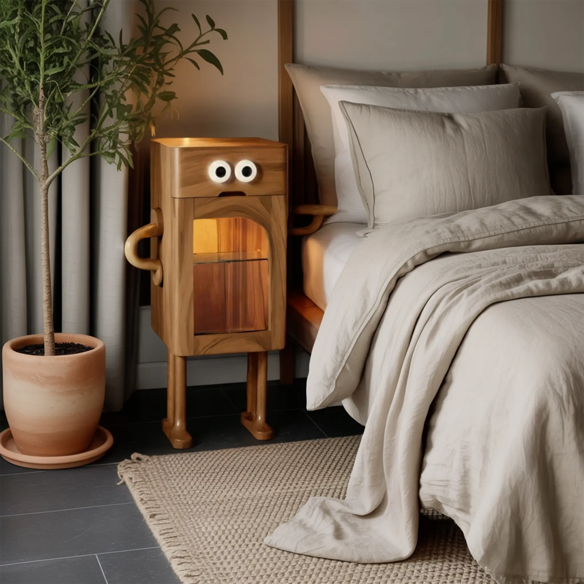Whimsical Robot Nightstand For Kids Bedroom Or Playroom Kitchnce