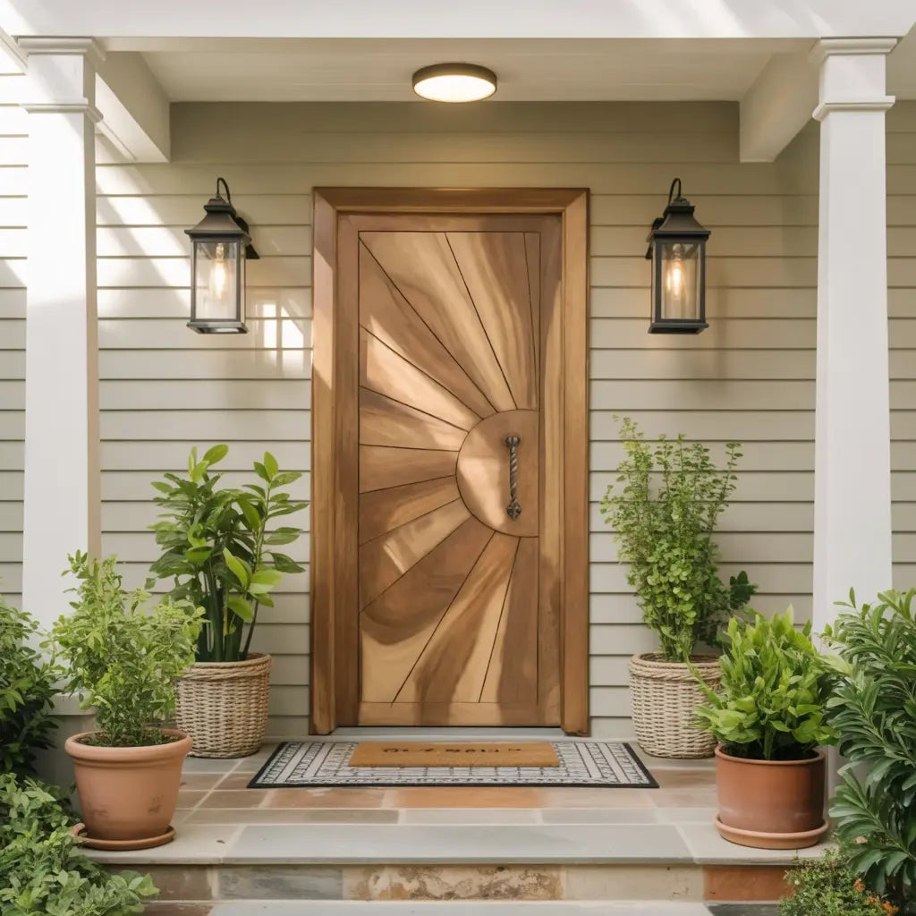 Modern Sunburst Front Door Design For Entryway Kitchnce