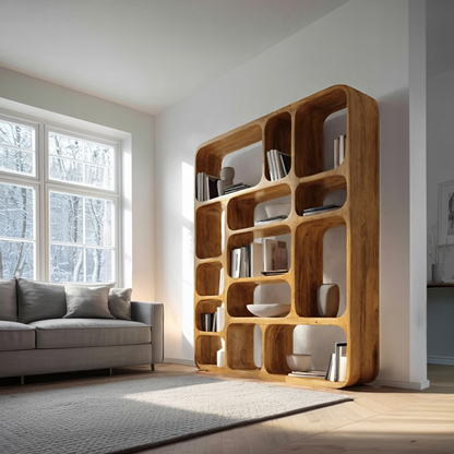Modern Wall Bookshelf Multiple Compartments For Living Room Kitchnce