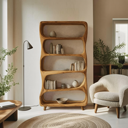 Handcrafted Bookshelf With Open Shelving Unit For Living Room Kitchnce