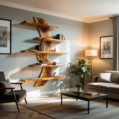 Sculptural Wall Mounted Bookshelf For Modern Living Room Kitchnce