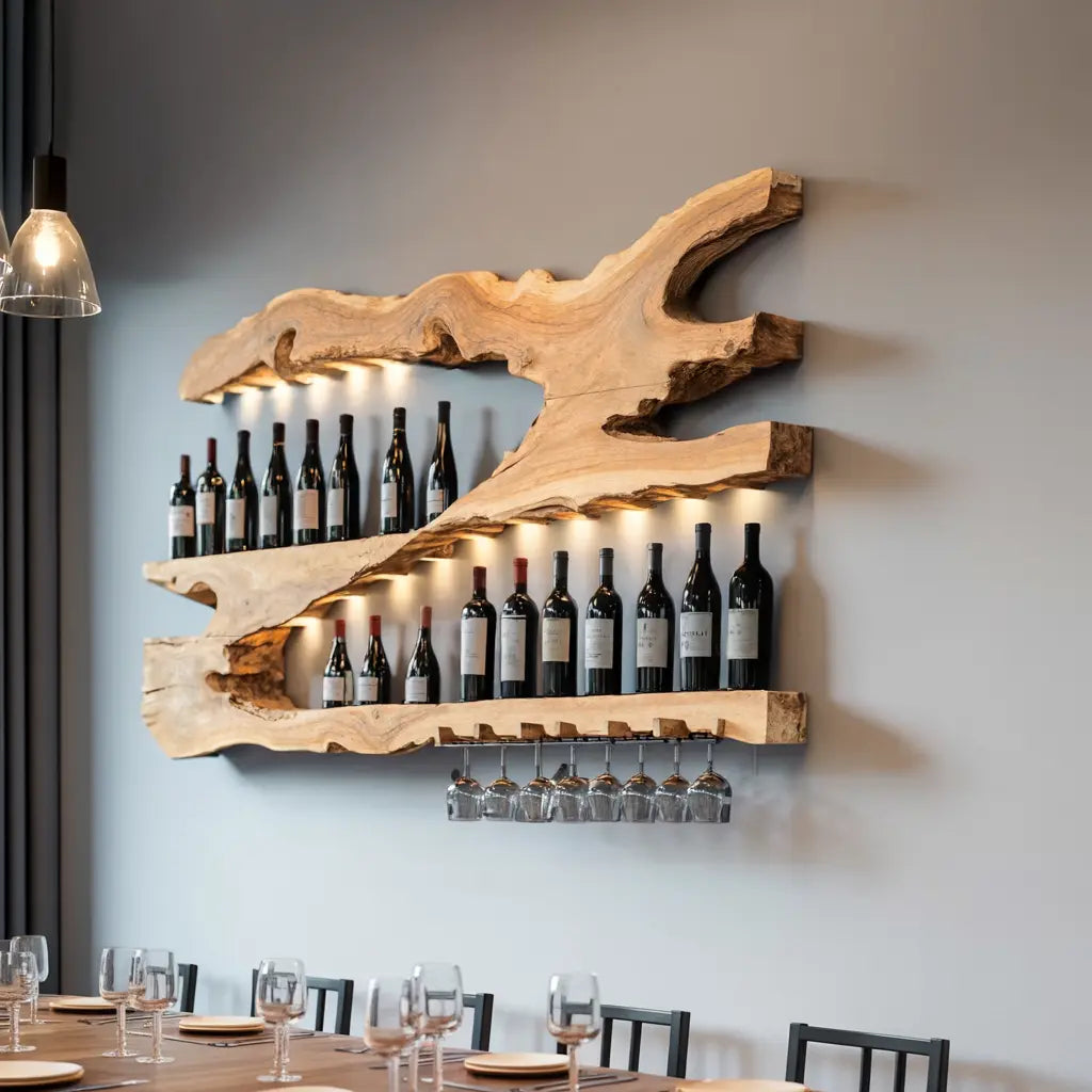 Mid Century Wine Holder For Kitchen Minimalist Shelf Kitchnce