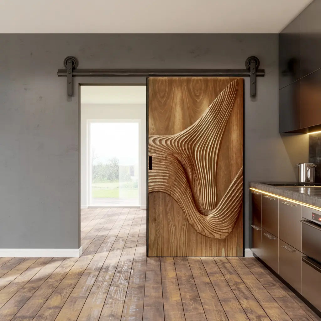 Modern Carved Sliding Door For Bathroom And Entrance Kitchnce