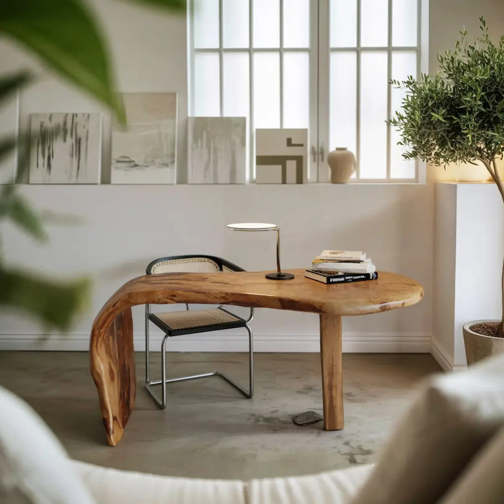 Live Edge Desk With Organic Curved Design For Home Office And Workspace Kitchnce