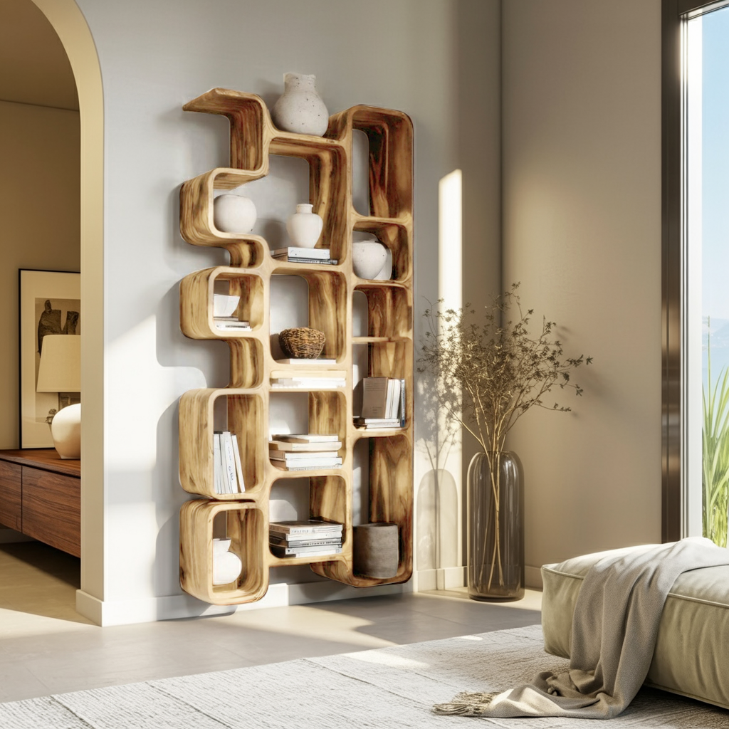 Modern Bookshelf With Integrated Compartments For Living Room Kitchnce