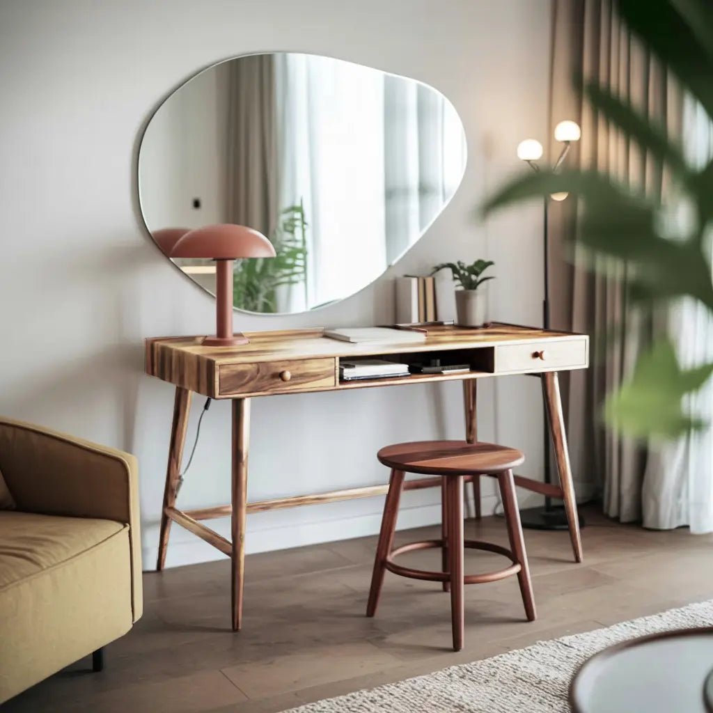 Mid Century Desk With Drawer For Home Office And Workspace Kitchnce