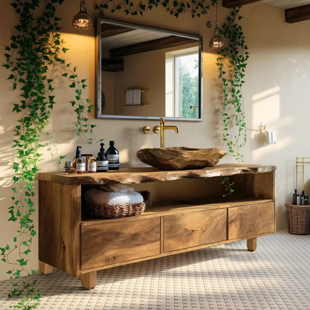 Mid Century Wooden Vanity For Bathroom Wall Mount Kitchnce