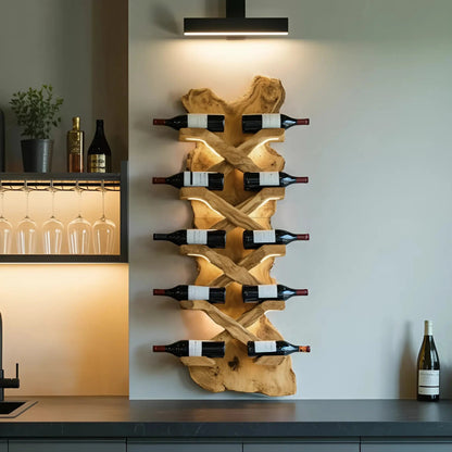 Handcrafted Solid Wood Wine Rack For Bar Decor And Storage Kitchnce
