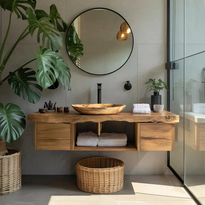 Natural Wood Floating Vanity For Bathroom Upgrade Kitchnce