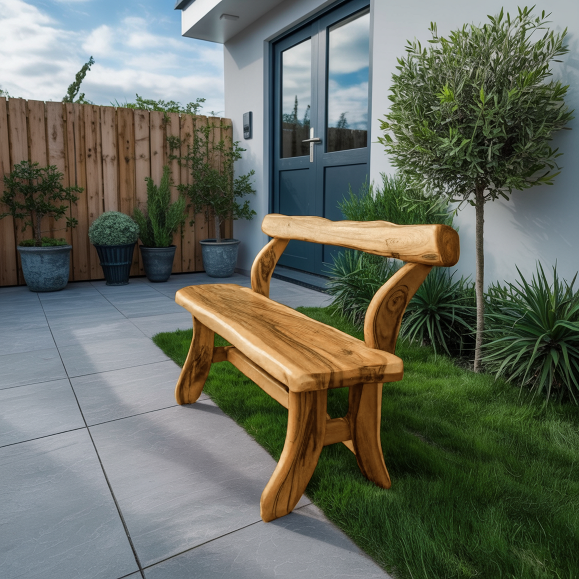 Rustic Garden Bench With Curved Seat For Patio Pathway And Front Porch Kitchnce