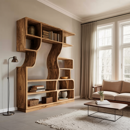 Artisan Carved Bookshelf For Modern Interior Kitchnce