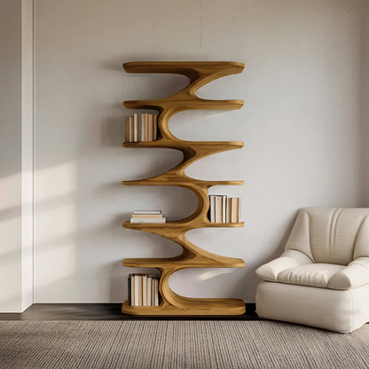Modern Organic Curved Bookshelf For Living Room Kitchnce