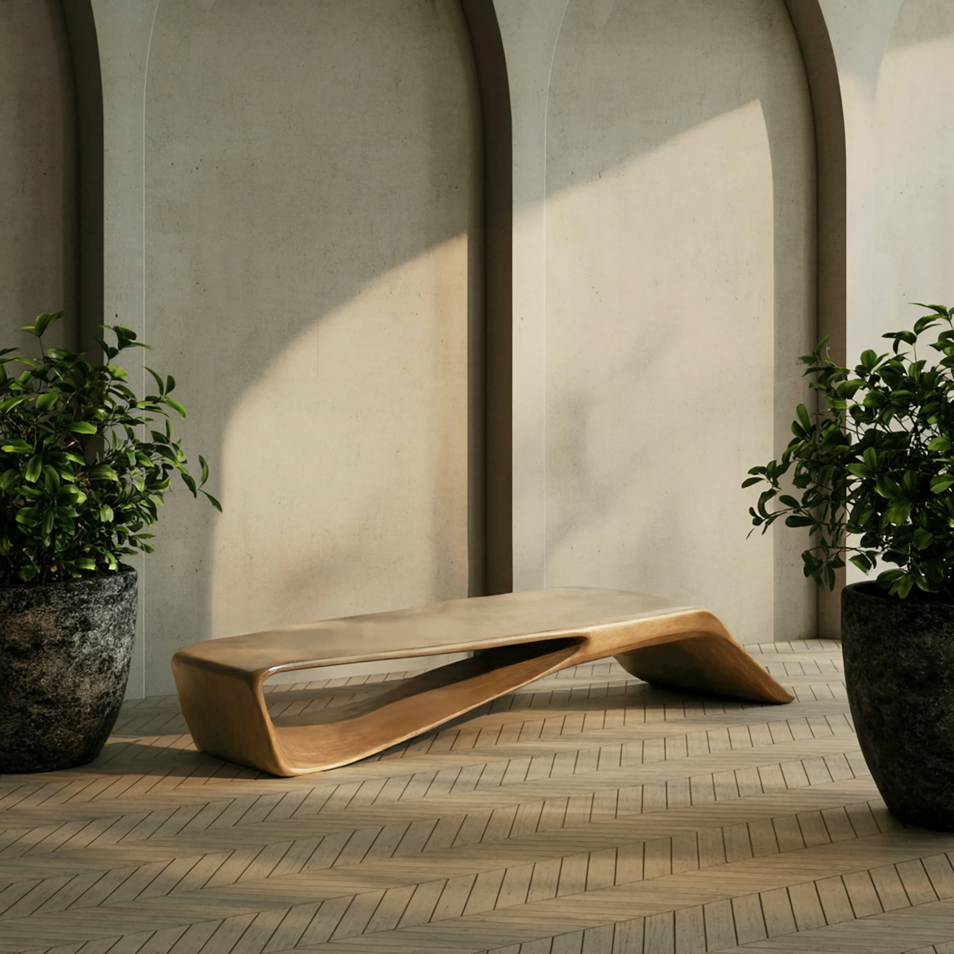 Contemporary Sculptural Bench For Entryway Hallway And Office Kitchnce