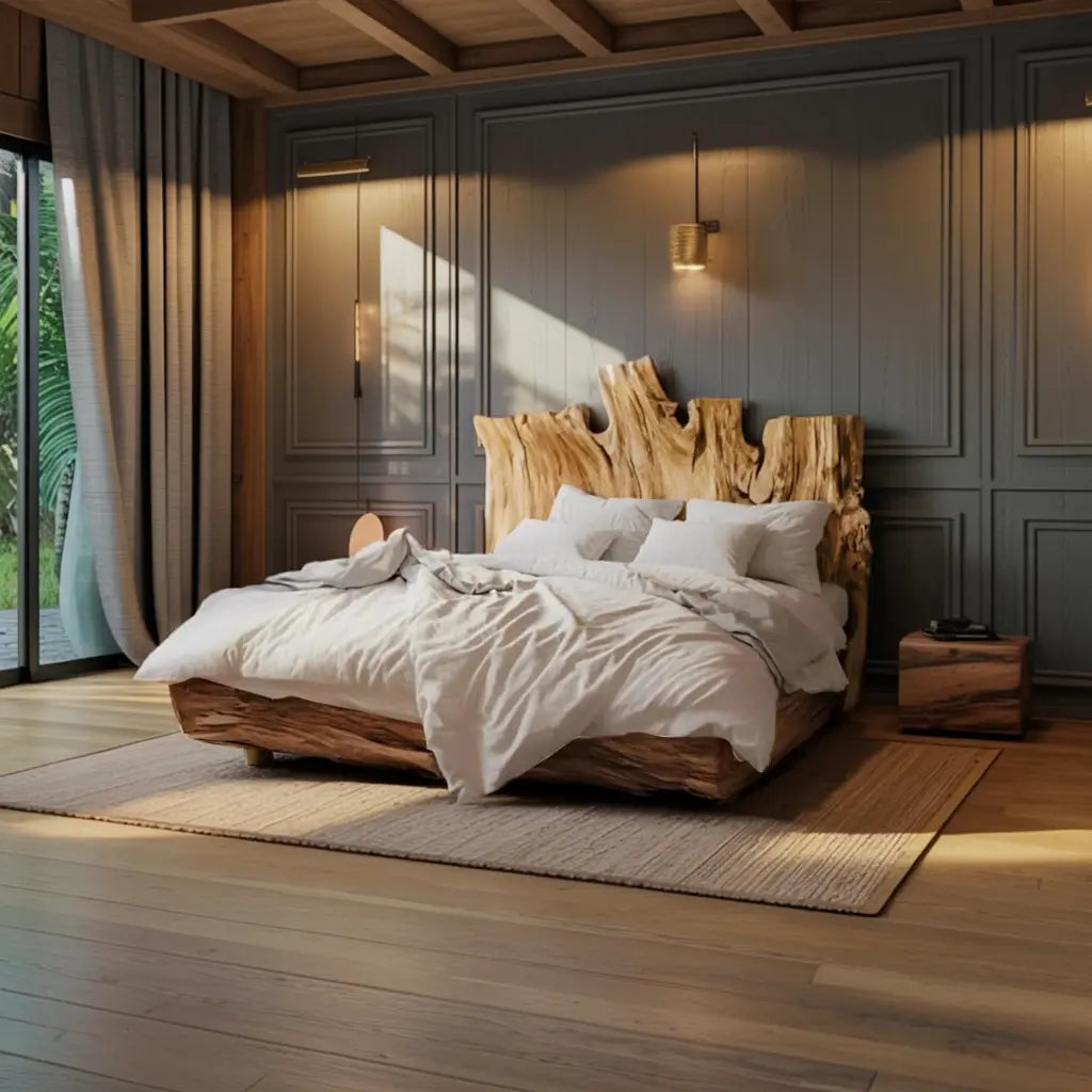 Rustic Live Edge Headboard For King Or Queen Bed Kitchnce