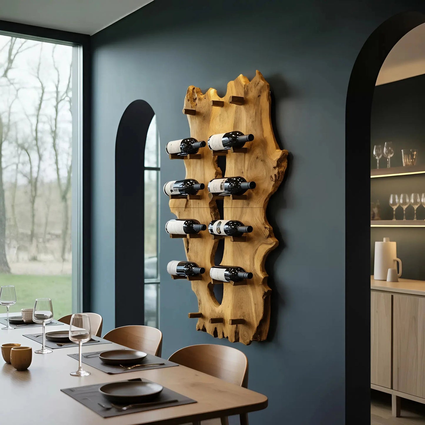 Mid Century Live Edge Wine Holder For Elegant Entryway Decor Kitchnce