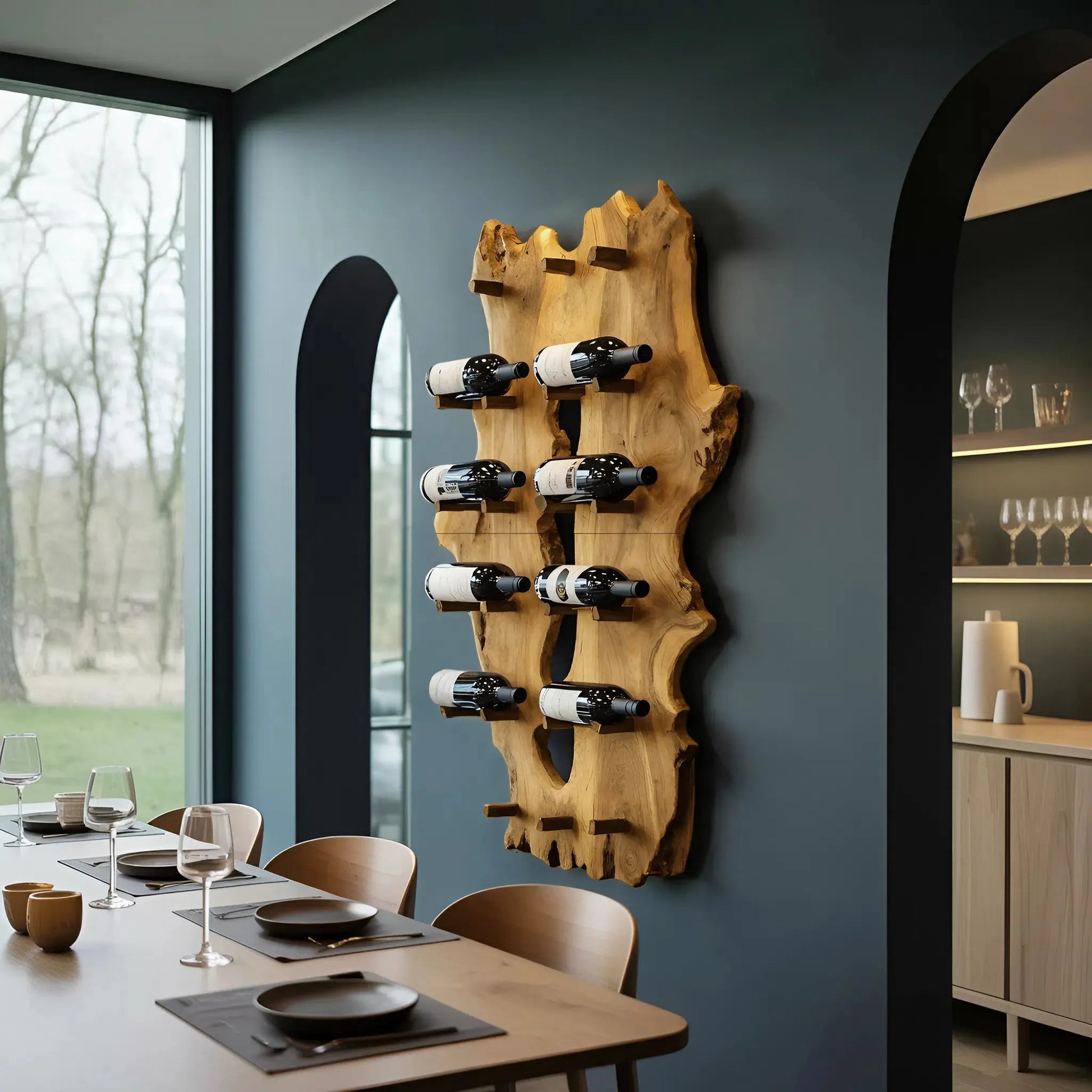 Mid Century Live Edge Wine Holder For Elegant Entryway Decor Kitchnce