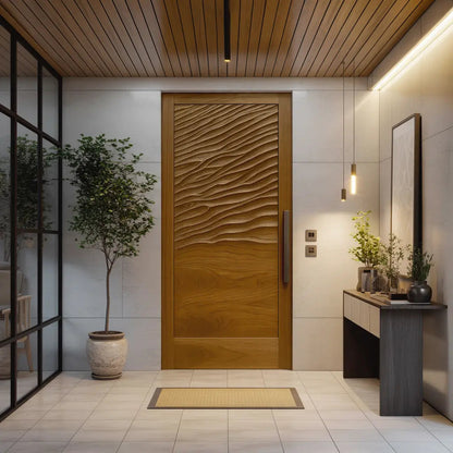 Modern Wave Pattern Front Door Design For Entryway Kitchnce