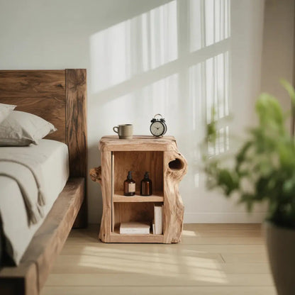 Handcrafted Live Edge Nightstand For Elegant Bedroom Kitchnce