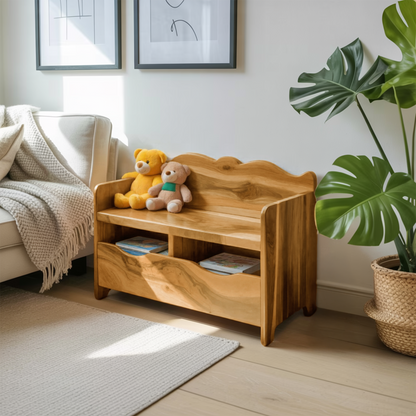 Montessori Bench With Book Storage For Kids Room Entryway And Playroom Kitchnce