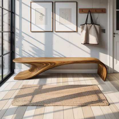 Modern Sculptural Bench With Flowing Curves For Living Room Kitchnce