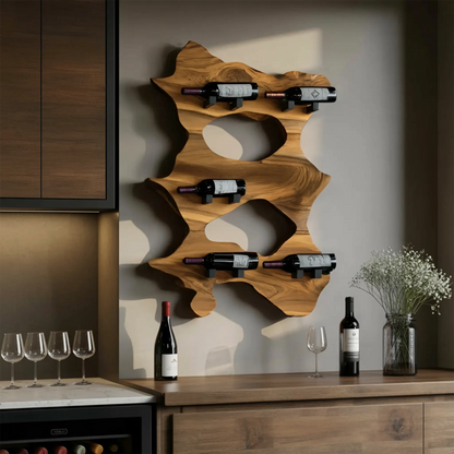 Rustic Solid Wood Live Edge Wine Rack For Entryway Kitchnce