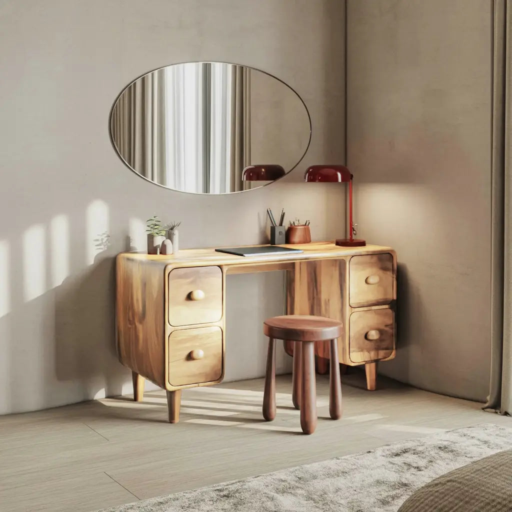 Modern Rounded Corner Desk With Drawers For Home Office Workspace Kitchnce