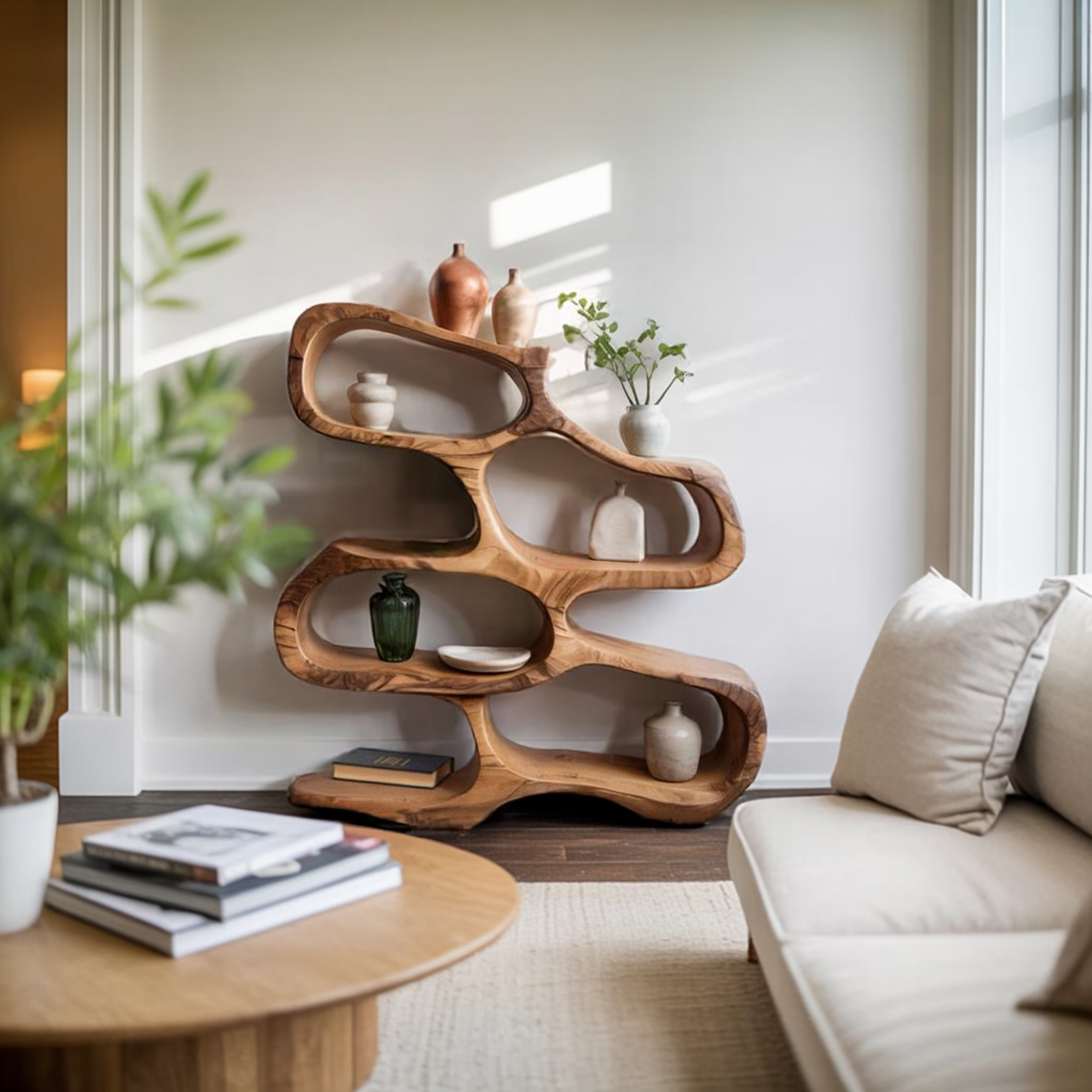 Sculptural Bookshelf For Living Room Or Office Kitchnce