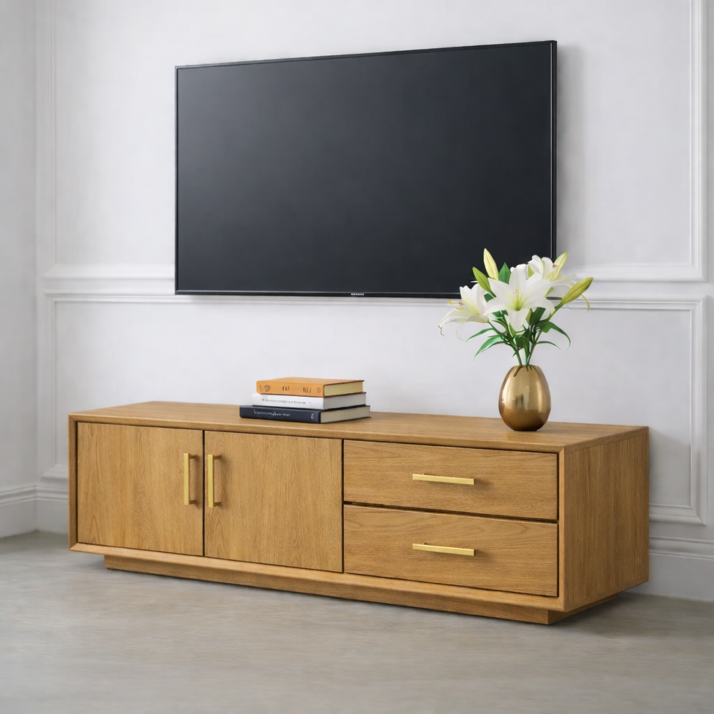 Solid Wood TV Stand with Drawers and Cabinet for Elegant Living Rooms Kitchnce