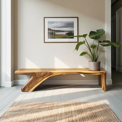 Architectural Bench With Sculpted Z Base For Entryway Kitchnce