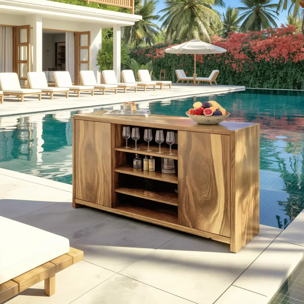 Modern Outdoor Bar Cabinet With Wine Storage For Patio Kitchnce