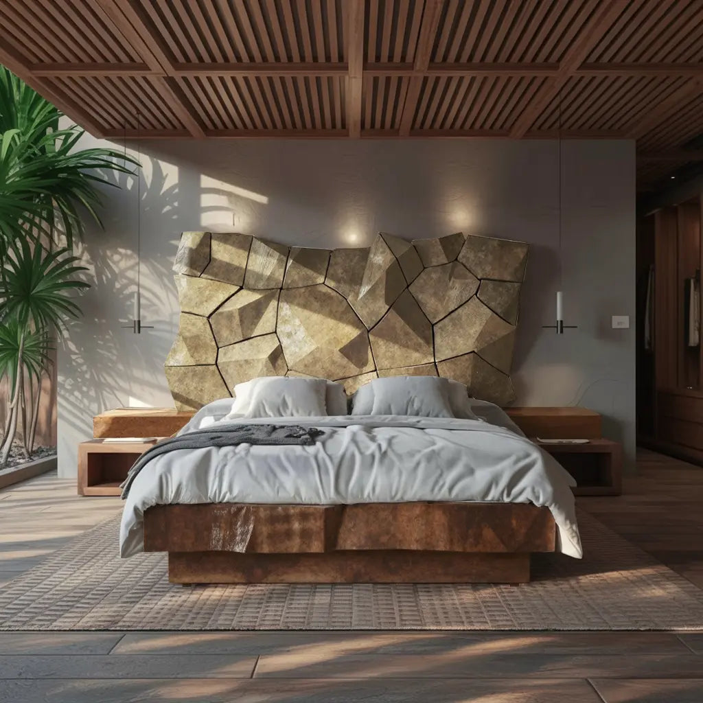 Modern Geometric Headboard Panel For King Or Queen Bed Kitchnce