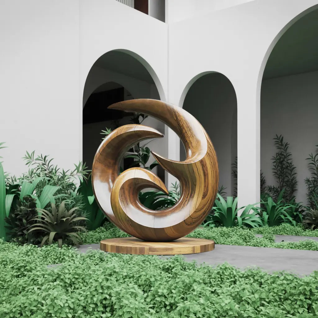 Farmhouse Abstract Wooden Sculpture For Living Room Kitchnce