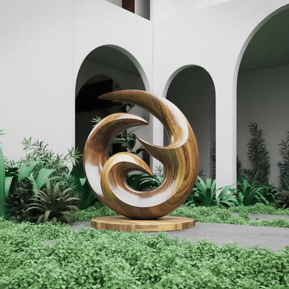 Farmhouse Abstract Wooden Sculpture For Living Room Kitchnce