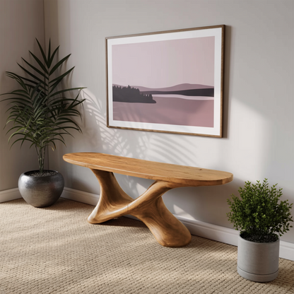 Modern Sculptural Bench With Twisted Base For Entryway Kitchnce