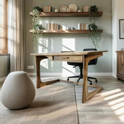 Mid Century Modern Desk With Drawer For Home Office And Workspace Kitchnce