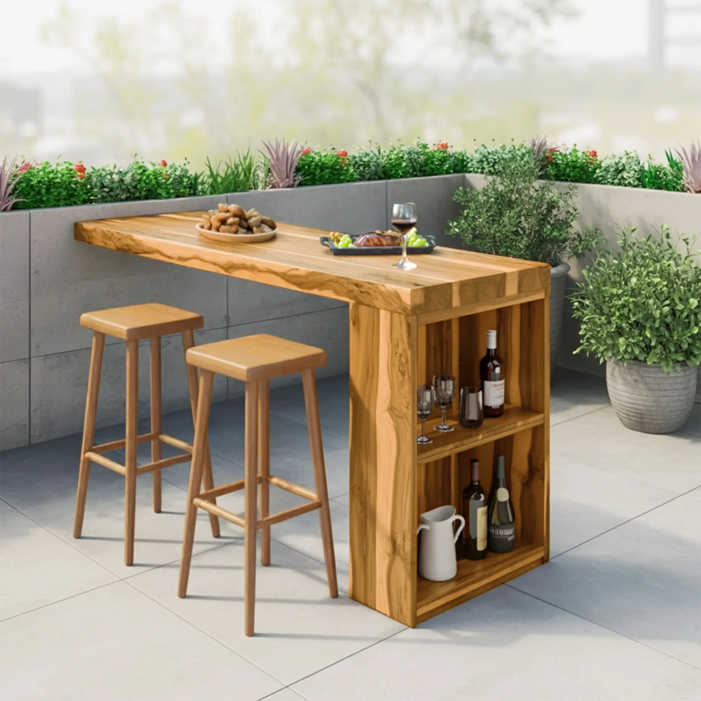Tropical Live Edge Bar Table For Balcony Or Outdoor Patio Kitchnce